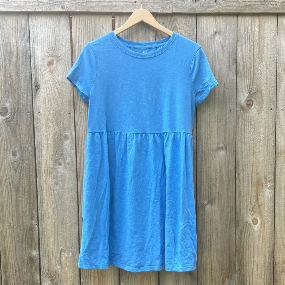 SO Short-sleeve Crewneck Knit Dress- blue
